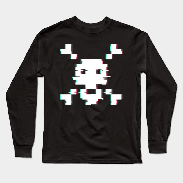 Pixel Skull Distort Long Sleeve T-Shirt by ControllerGeek